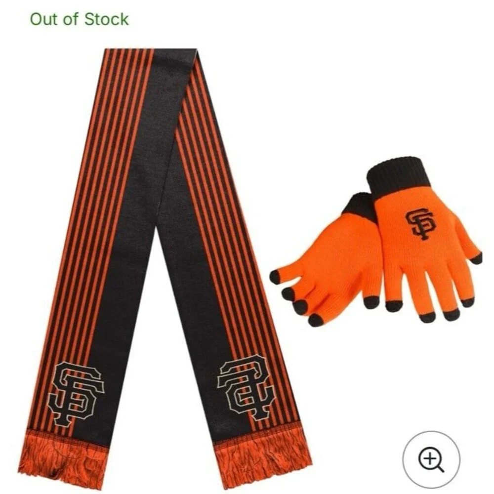 Women's San‎ Francisco Giants Orange Gloves & Scarf Set NWT